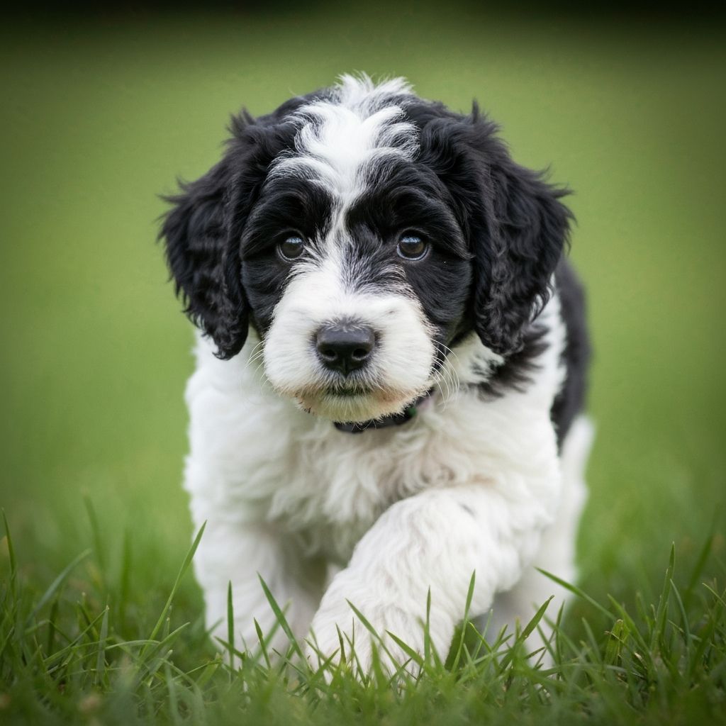 Black and white puppy